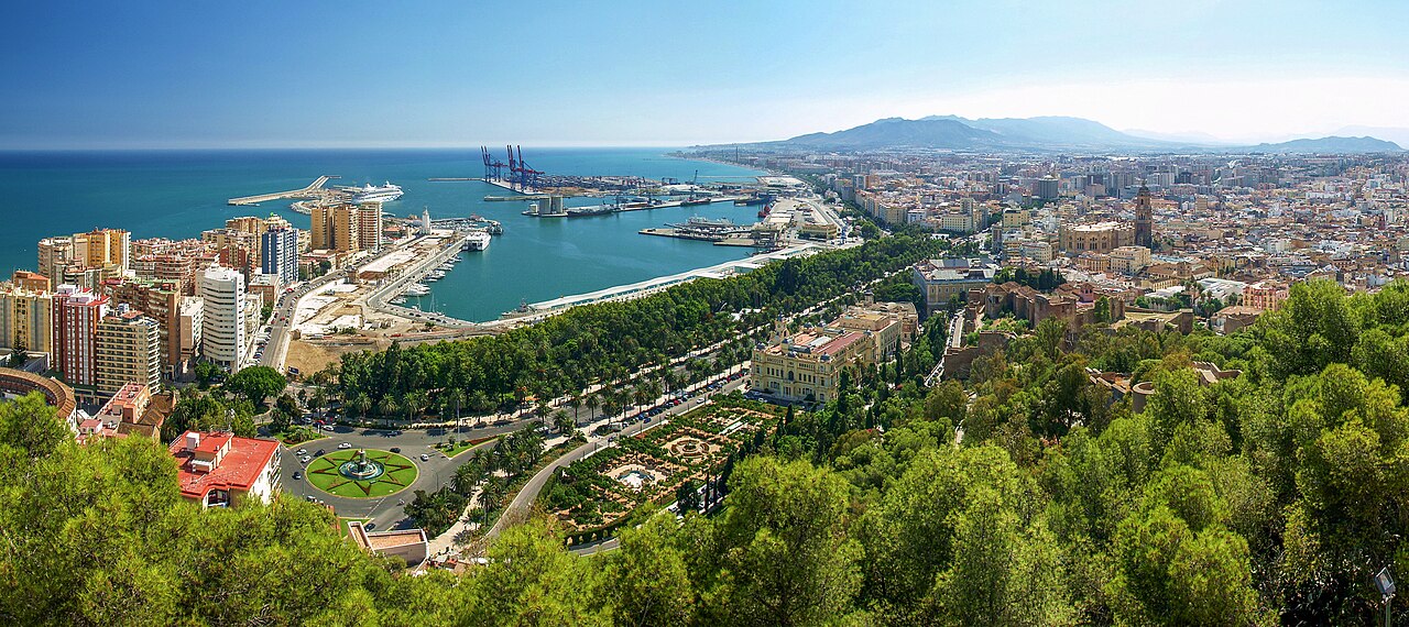 Malaga port and city from the Gibralfaro viewpoint