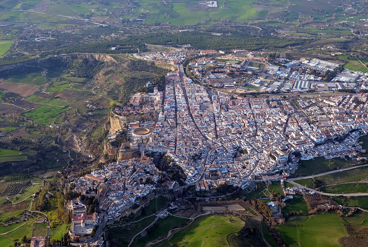Aerial view of Ronda on its clifftop